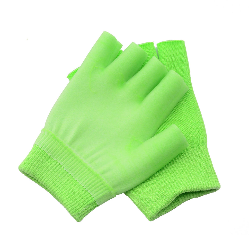 2pcs Moisturizing Spa Gloves Half Finger Touch Screen Gloves Gel Line with Oils and Vitamin E (Green) Green - NewNest Australia