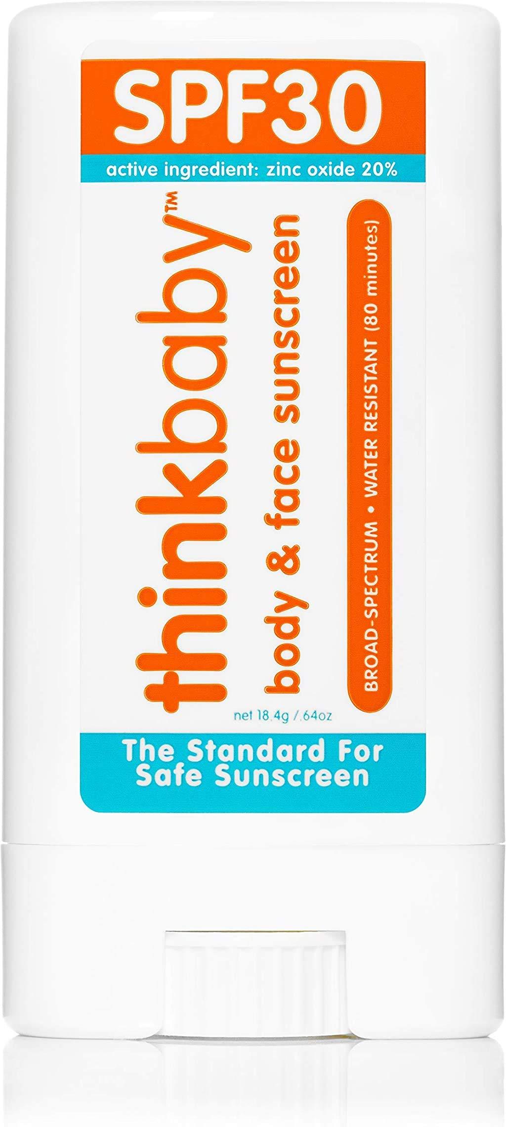 Thinkbaby SPF 30 Sunscreen Stick – Safe, Natural, Water Resistant Sun Cream for Babies, Kids & Adults – Vegan, Mineral UVA/UVB Sun Protection – Reef Friendly Travel Stick, 0.64oz - NewNest Australia