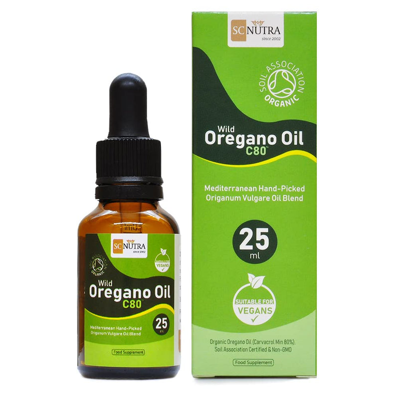 Oregano Oil 25ml - UK Soil Association Certified Organic Wild Oregano Oil C80 - High Strength 80% Carvacrol - Origanum Vulgare Oil - SC Nutra (Sweet Cures) - NewNest Australia