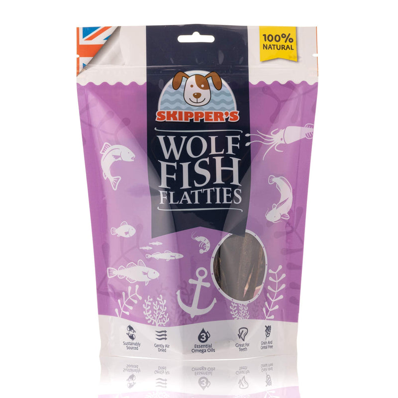 SKIPPER'S Wolf Fish Skin Flatties - Air Dried Grain Free Dog Treats, Healthy & Long Lasting Natural Dog Dental Chews, High in Protein with Essential Omega 3 & 6 Oils | Great for Teeth Regular (250g) 250 g (Pack of 1) - NewNest Australia
