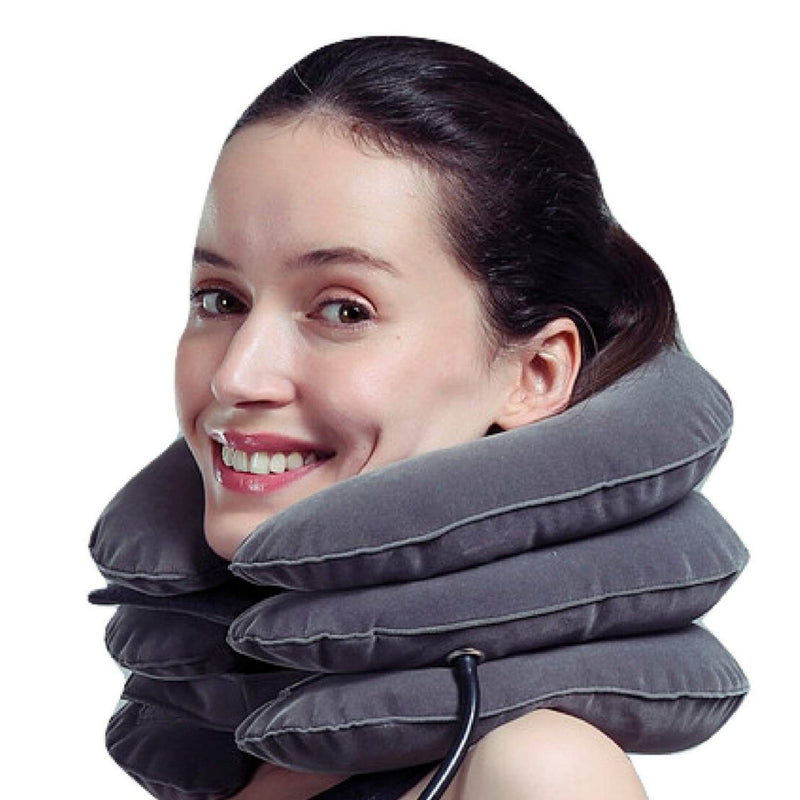 MEDIZED® Cervical Neck Stretcher Traction Device, Neck Support Brace, Inflatable & Adjustable Neck Support Pillow is Ideal for Spine Alignment & Chronic Neck Pain Relief Grey - NewNest Australia