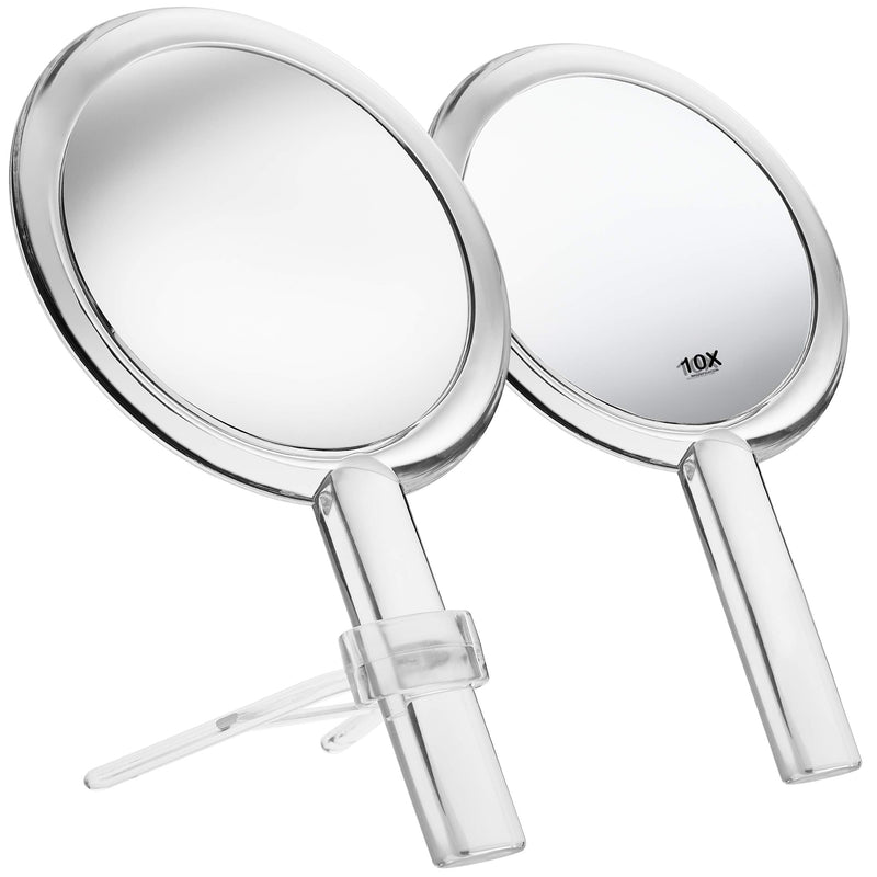 Fantasia Hand and Standing Mirror with Handle: Elegant Travel Mirror with Removable Stand – Double-Sided, Normal and 10x Magnification, Length: 26 cm, Hand Mirror with Handle - NewNest Australia