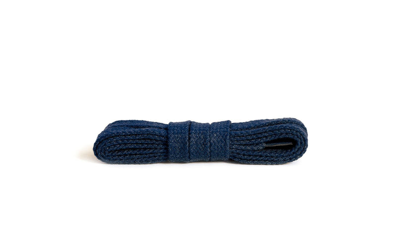 Kaps Flat Laces, quality durable 100% cotton shoe laces for casual footwear, made in Europe, 1 pair, many colours and lengths 90 cm - 36 inch - 5 to 6 eyelet pairs 57 - Navy - NewNest Australia