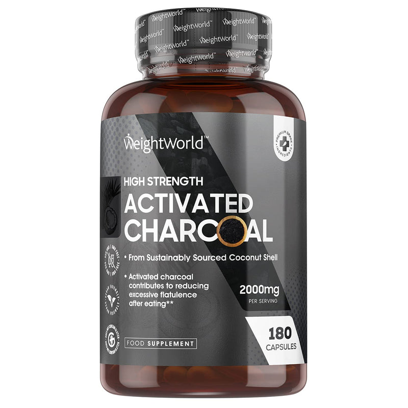 Activated Charcoal Capsules - 2000mg Per Daily Serving - 180 Capsules - Premium & Natural Coconut Charcoal - Vegan & Keto Friendly Digestion Supplement - Tested for Purity - NewNest Australia