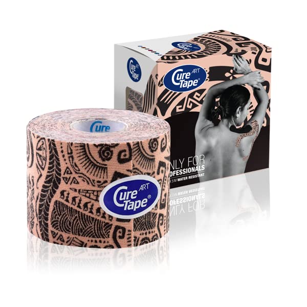 CureTape Art Printed Uncut Kinesiology Tape | 1 Roll 5cm x 5m | Waterproof Kinesiology Tape for Knee, Arm, Shoulder, Legs & Muscles | K Tape With The Best Adhesion | Injury Muscle Tape | Tattoo - NewNest Australia