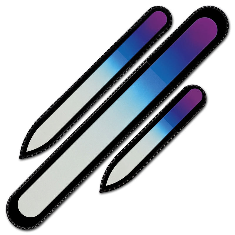 Nail Files - Mont Bleu Gift Set of 3 Crystal Nail Files in Velvet Pouch - Rainbow Colors - Genuine Czech Tempered Glass - Gifts for her - Best Glass Nail Files Kit for Natural Nails Magenta Blue - NewNest Australia