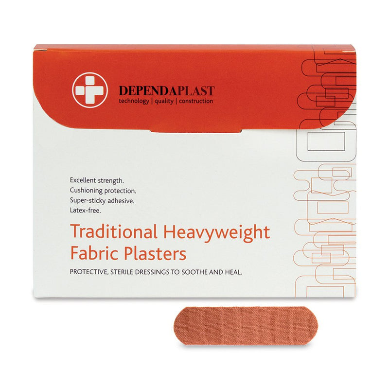 RELIANCE MEDICAL Dependaplast Traditional Heavyweight Fabric Plasters. Extra Cushioning And Physical Protection - Heavy Elastic Fabric - Super-Sticky Zinc Oxide Adhesive (6 x 2 cm, Pack of 100) Heavyweight Fabric Plasters 6 x 2cm - Box of 100 - NewNest Australia