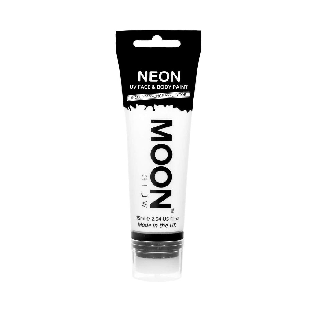 Moon Glow Supersize 75ml Neon UV Face & Body Paint - White - with sponge applicator - NewNest Australia