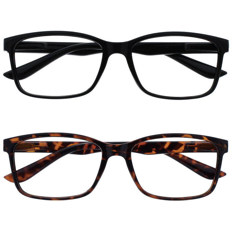 The Reading Glasses Company Black & Brown Tortoiseshell Readers Value 2 Pack Large Mens Spring Hinges RR83-12 +1.00 +1.00 Magnification (Pack of 2) Black / Brown Tortoiseshell - NewNest Australia