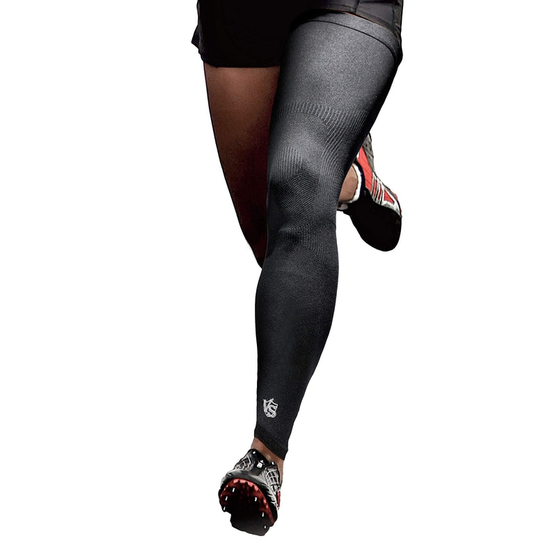Vital Salveo - Germanium Recovery Compression Outdoor Full Leg Long Knee Sleeve for Basketball, Football, Knee Pain, Joint Pain, Arthritis (1 Piece)-L Black Large(1 PC) - NewNest Australia