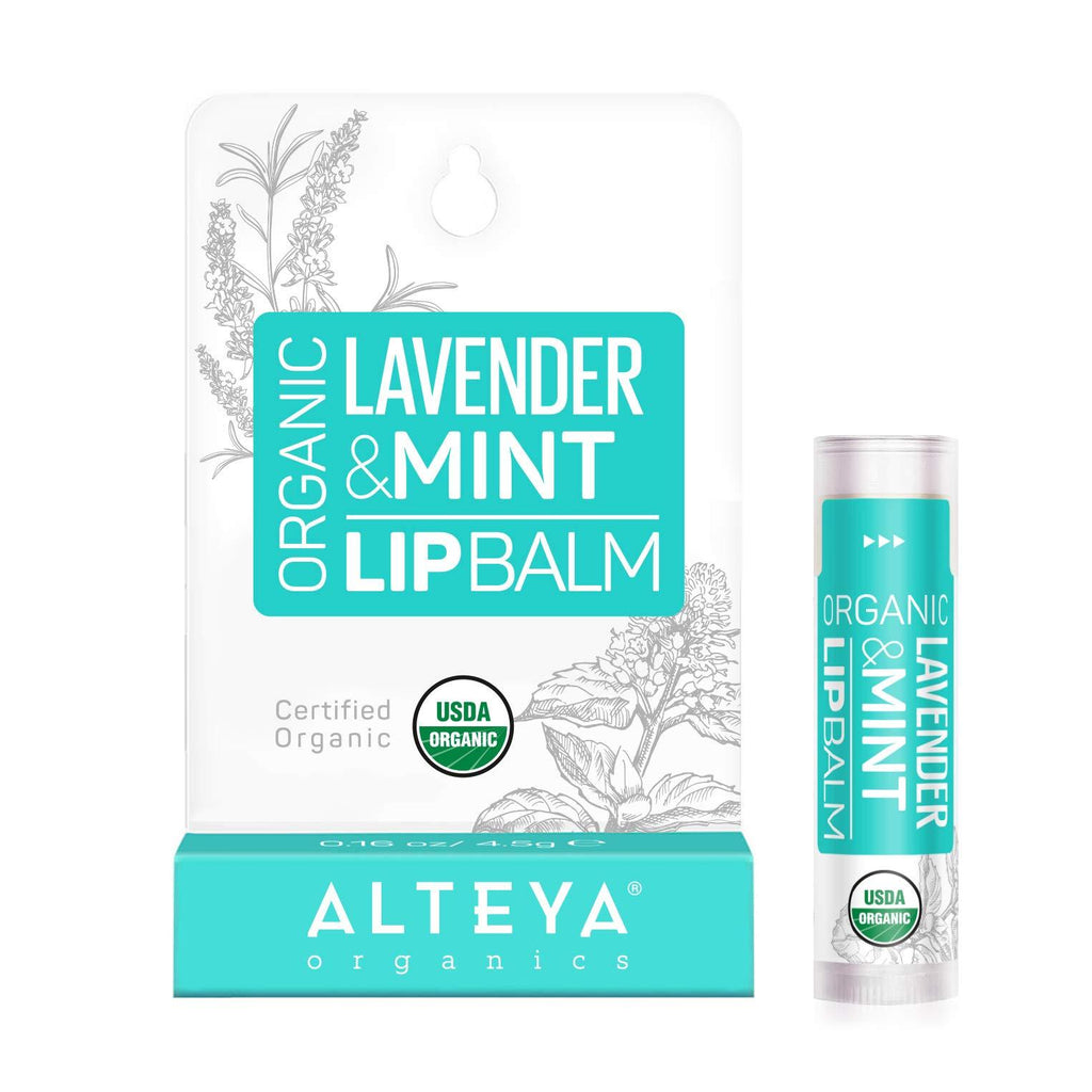 Alteya Organic Lip Balm Lavender & Mint 4.5g -USDA Certified Organic Pure Natural Lip Care Based on a Carefully Selected Bouquet of Hydrating and Nourishing Botanical Oils and Butters - NewNest Australia