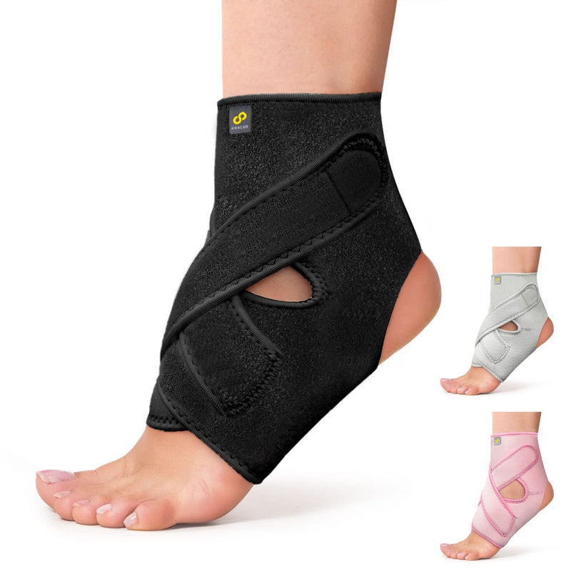 Bracoo FS10 Ankle Support, Open-Heel Ankle Brace with Adjustable Straps – for Achilles Tendonitis, Weak Ankles, Ligament Damage, Sprains and Sports Injuries (Black, L/XL) Black L-XL - NewNest Australia