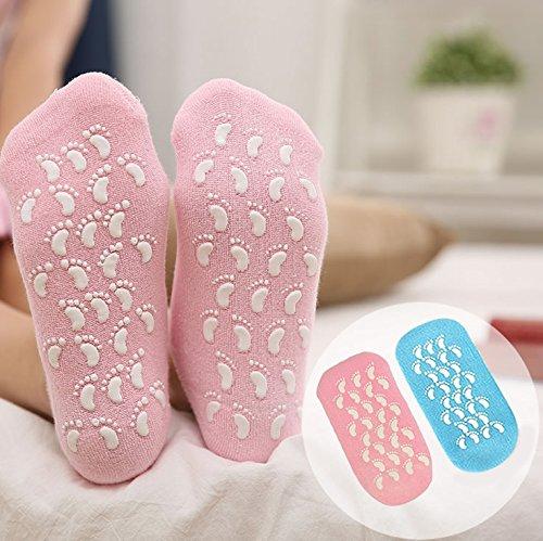 Veewon 2 Pair Moisturizing Gel Socks with Spa Quality Gel for Moisturizing Vitamin E and Oil Infused Helping Repair Dry Cracked Skins and Softens Feet, Blue+Pink - NewNest Australia