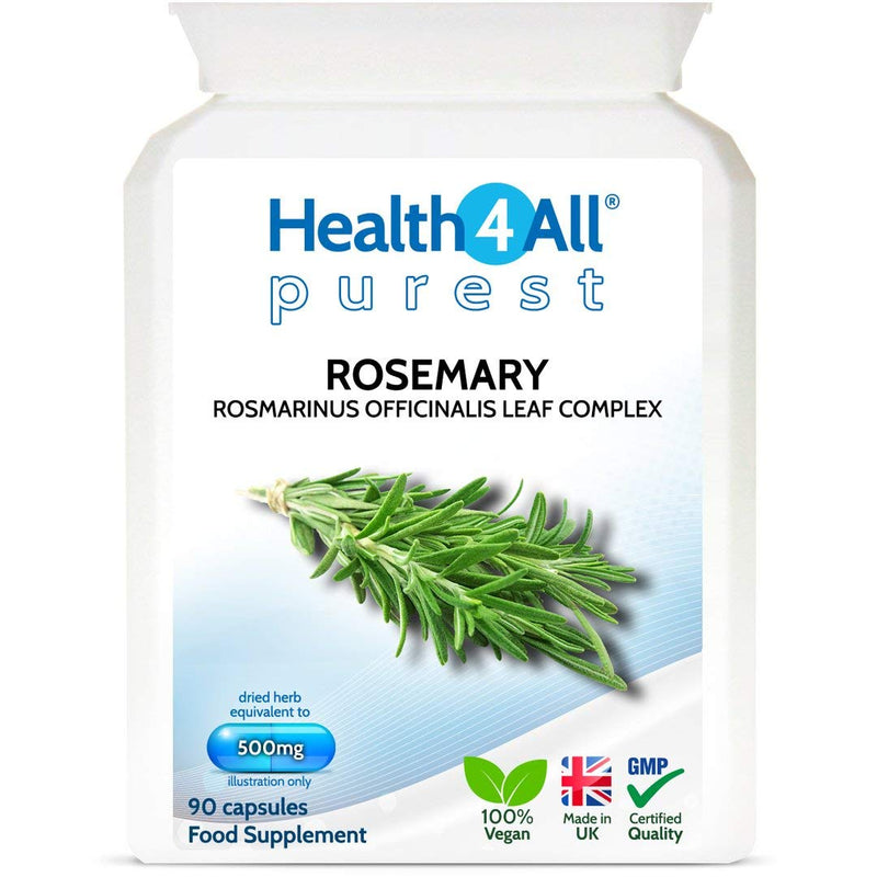 Rosemary 500mg 90 Capsules (V) . (not Tablets) Purest- no additives. Memory, Focus and Learning. Natural Vegan Nootropic. Made in The UK by Health4All 90 Count (Pack of 1) - NewNest Australia