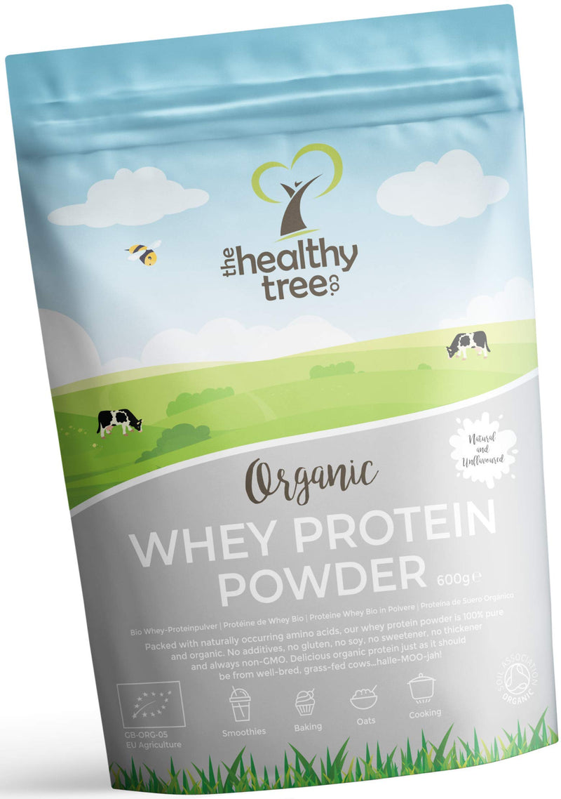 TheHealthyTree Company Organic Whey Protein Powder (600g) - Unflavoured and High in BCAAs with Free 15g Scoop - 80% Pure Whey Protein from Grass Fed Cows 600 g (Pack of 1) - NewNest Australia