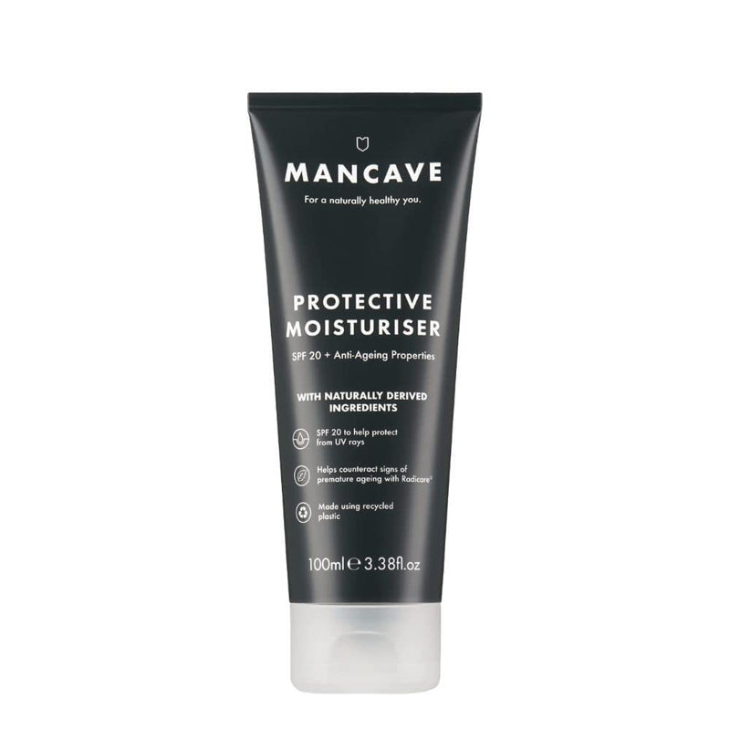 ManCave Anti-Ageing & SPF20 Moisturiser 100ml for Men, Counteract sign of Premature Ageing, Natural Formulation, Vegan Friendly, Tube made using Recycled Plastics 100 ml (Pack of 1) - NewNest Australia