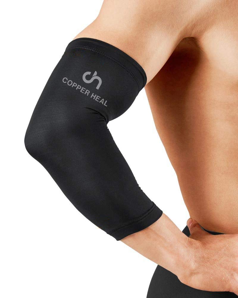 COPPER HEAL Elbow Compression Sleeve BEST Recovery Elbow Brace with Highest Copper Infused Content - Support Stiff Sore Muscles Joints Tendonitis Arm Tennis Basket Wrap (L) L - NewNest Australia