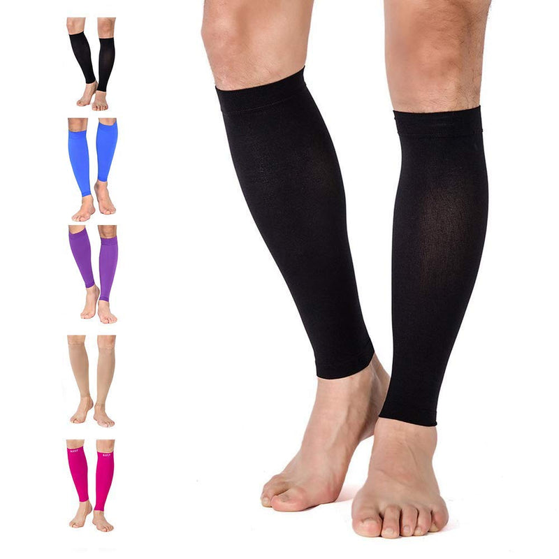 TOFLY Calf Compression Sleeve for Men & Women, 1 Pair, Footless Compression Socks 20-30mmHg for Leg Support, Shin Splint, Pain Relief, Swelling, Varicose Veins, Nursing, Travel, Plus Size S - 5XL Black - NewNest Australia