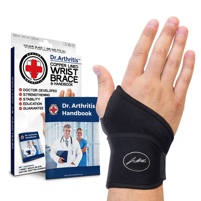 Doctor Developed Copper Wrist Brace/Carpal Tunnel/Wrist Support/Wrist Splint/Hand Brace -F.D.A. Medical Device & Doctor Handbook-Night Support for Women Men-Right & Left hands (Single) Single (R or L) - NewNest Australia