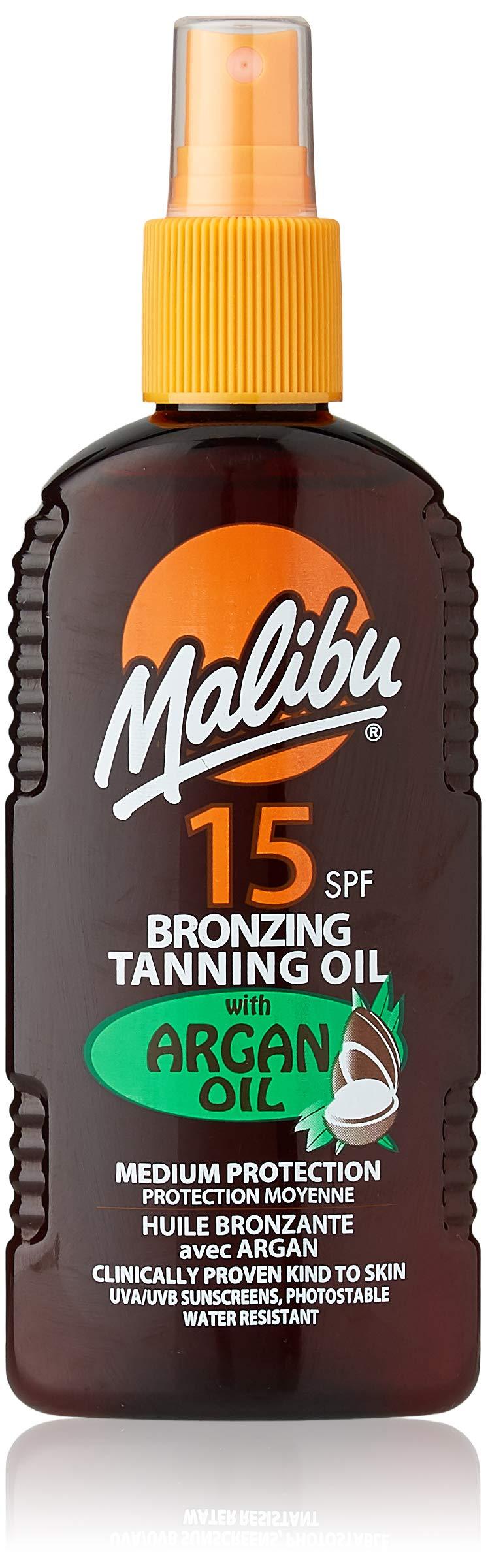 Malibu Medium Sun Protection Water Resistant Bronzing Tanning Oil Spray SPF 15 with Argan Oil, 200ml - NewNest Australia