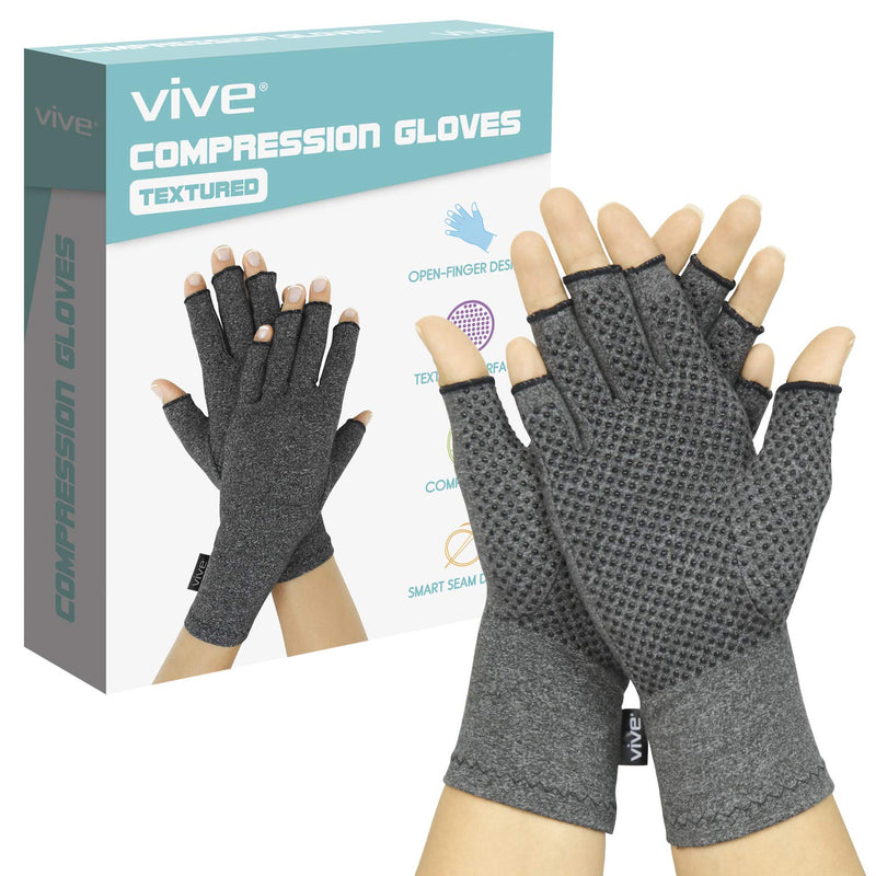 Vive Arthritis Gloves with Grips - Men & Women Textured Fingerless Compression - Open Finger Hand Gloves for Rheumatoid and Osteoarthritis - Arthritic Joint Pain Relief (Large) L - NewNest Australia