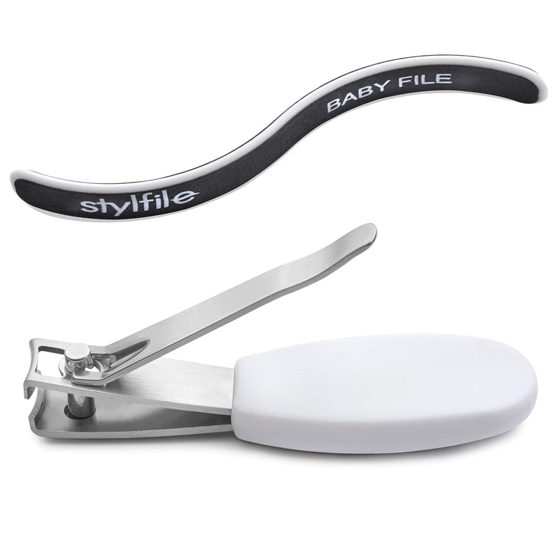 STYLFILE Baby & Child Nail Clipper & Trimmer with Safety Spy Hole & Curved Nail File Kit (Ages 0-12 Years) Safely and Easily Cut, Trim or Smooth Nails, See Exactly What You are Trimming 2 Count (Pack of 1) - NewNest Australia