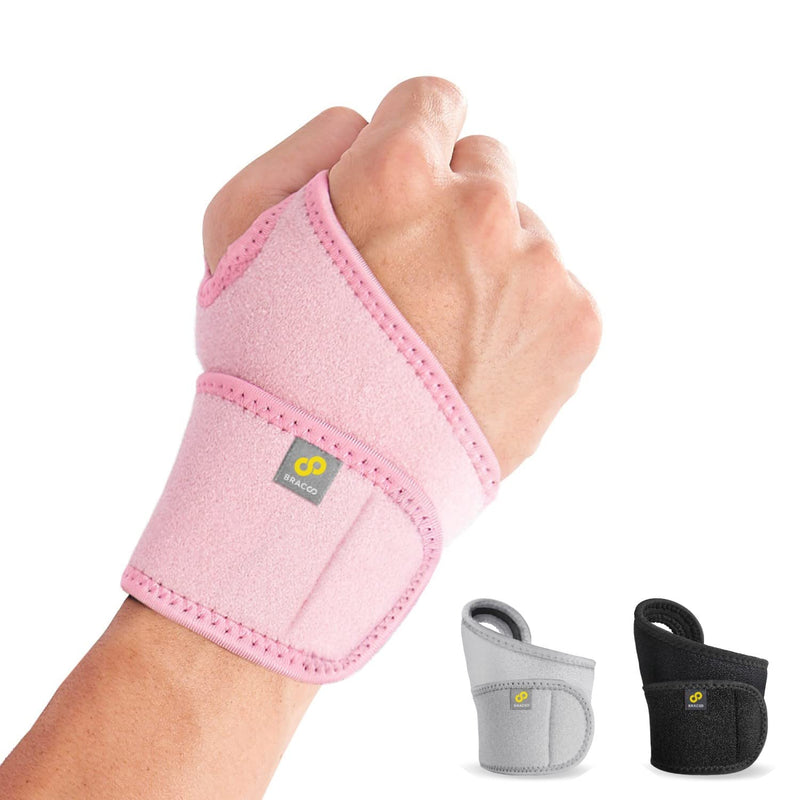 Bracoo WS10 Wrist Support Brace, Hand Support, Adjustable Wrist Wrap Strap for Fitness, Weightlifting, Tendonitis, Carpal Tunnel Arthritis, Joint Pain Relief – Fits Right and Left Hand Pink - NewNest Australia