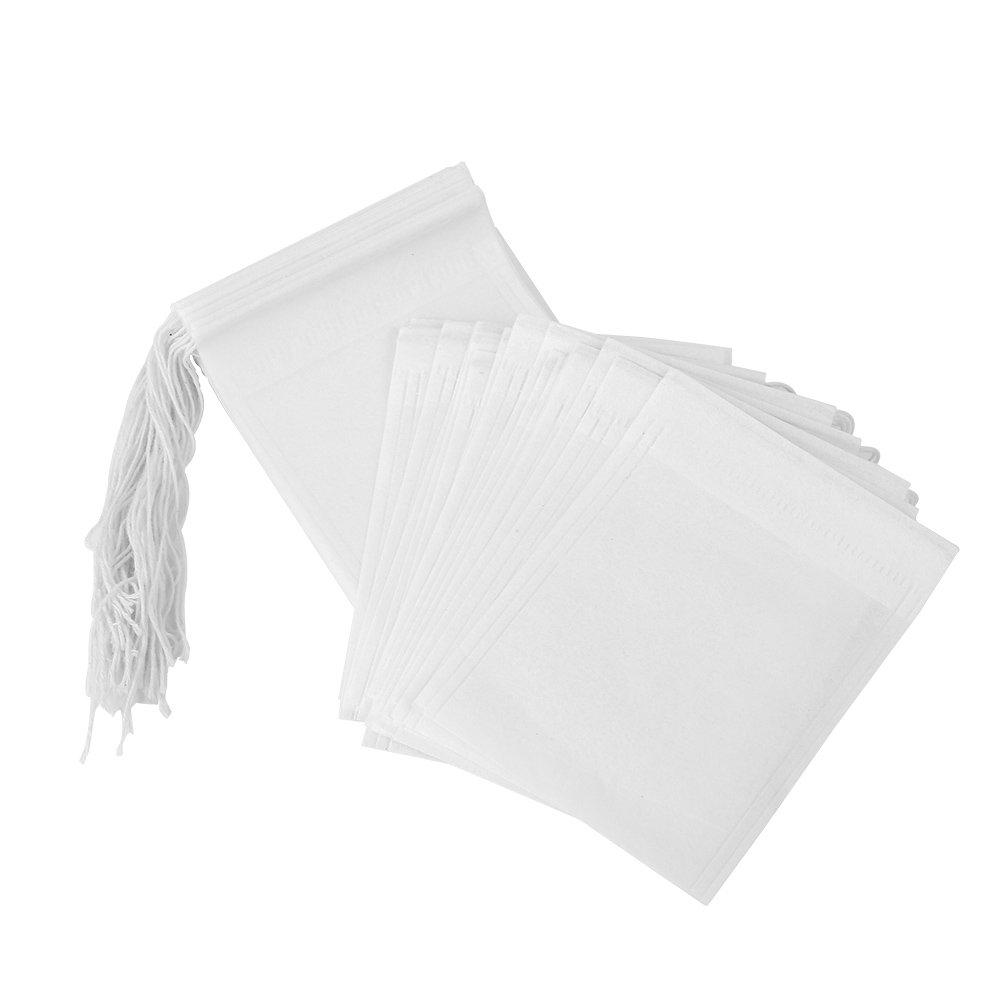 PPpanda Tea Bags Empty Paper Tea Filter Bags Disposable Infuser with Drawstring,100 pcs, 2.75x3.54inch/7x9centimeter. White - NewNest Australia