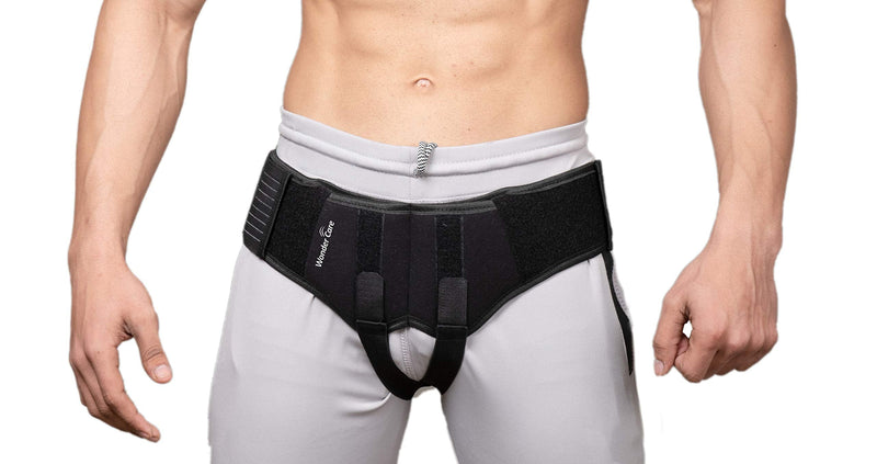 Wonder Care - Black Inguinal Hernia Support Truss for Double Inguinal or Sports Hernia with Two Removable Compression Pads & Adjustable Groin Straps Surgery & Injury Recover A107 (XXL (46-50 inches)) - NewNest Australia