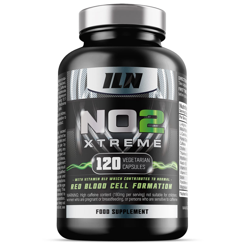 NO2 Xtreme - Nitric Oxide Supplement - Pump Pre Workout Tablets - with L Arginine, Niacin and Caffeine - Vegetarian & Vegan Nitric Oxide Supplements for Men and Women (120 Capsules) - NewNest Australia