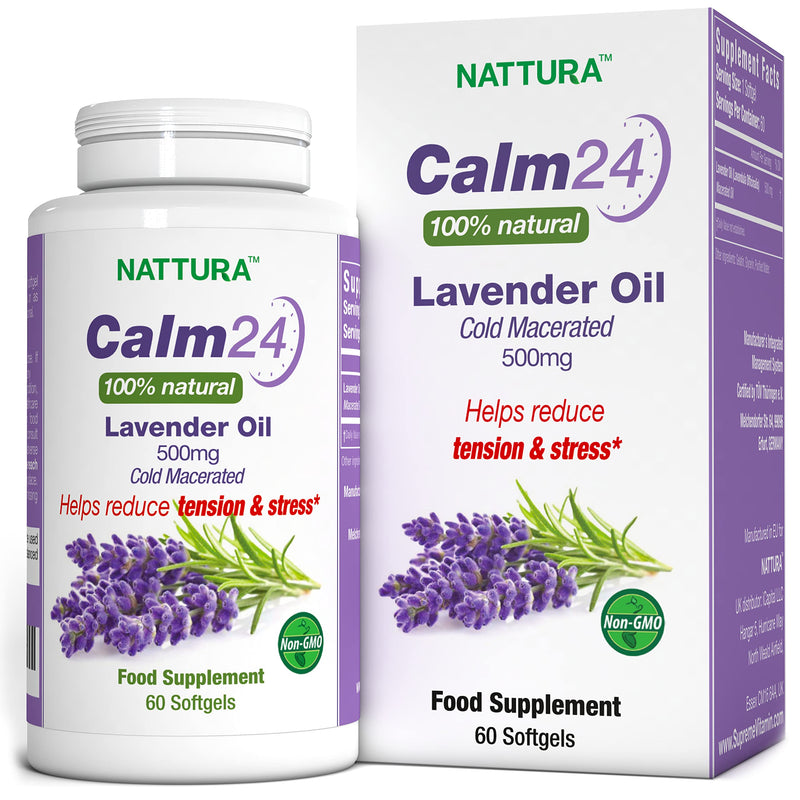 Calm Aid Lavender Oil Pills - 500mg -60 Softgels - 100% Natural, Helps Reduce Tension & Stress, Calming Supplement For Body & Mind, Sleep Aid, Anxiety Relief, Cold Macerated, Non-GMO, Certified Kosher - NewNest Australia