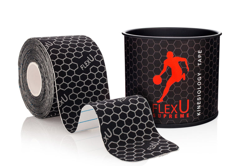 FLEXU - SUPREME KINESIOLOGY TAPE WITH A FREE eBook. Pre-Cut 1 Roll Pack, Black. Synthetic Therapeutic Recovery Tape. Advanced Strength & Flexibility Properties, Longer Lasting, Professional Grade Black 5M Pre-Cut (1 Roll Pack) - NewNest Australia