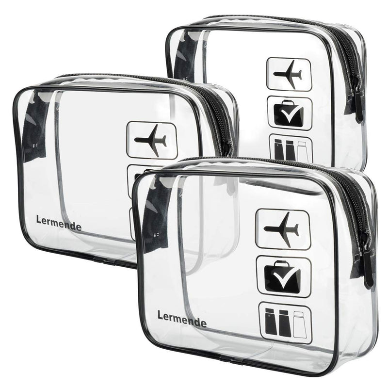 3pcs Lermende TSA Approved Toiletry Bag with Zipper Travel Luggage Pouch Carry On Clear Airport Airline Compliant Bag Travel Cosmetic Makeup Bags (Black) 1.black - NewNest Australia