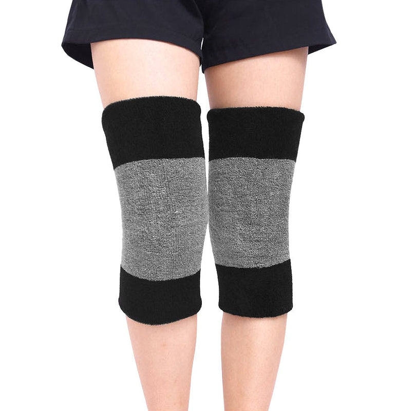 Men Women Thicken Thermal Knee Braces Leg Warmers Winter Breathable Cozy Warm Knee Pads Leg Sleeves Support Protector for Ski Cycling Dance Runing Arthritis Tendonitis, 1 Pair Black&Grey - NewNest Australia
