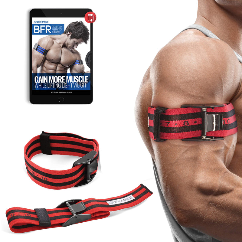 BFR BANDS Occlusion Bands (PRO X) – 2 Pack, 2 Inch Wide, Blood Flow Restriction Band Set for Arms w/Pull to Tighten, Quick-Release Buckle & Training eBook - NewNest Australia