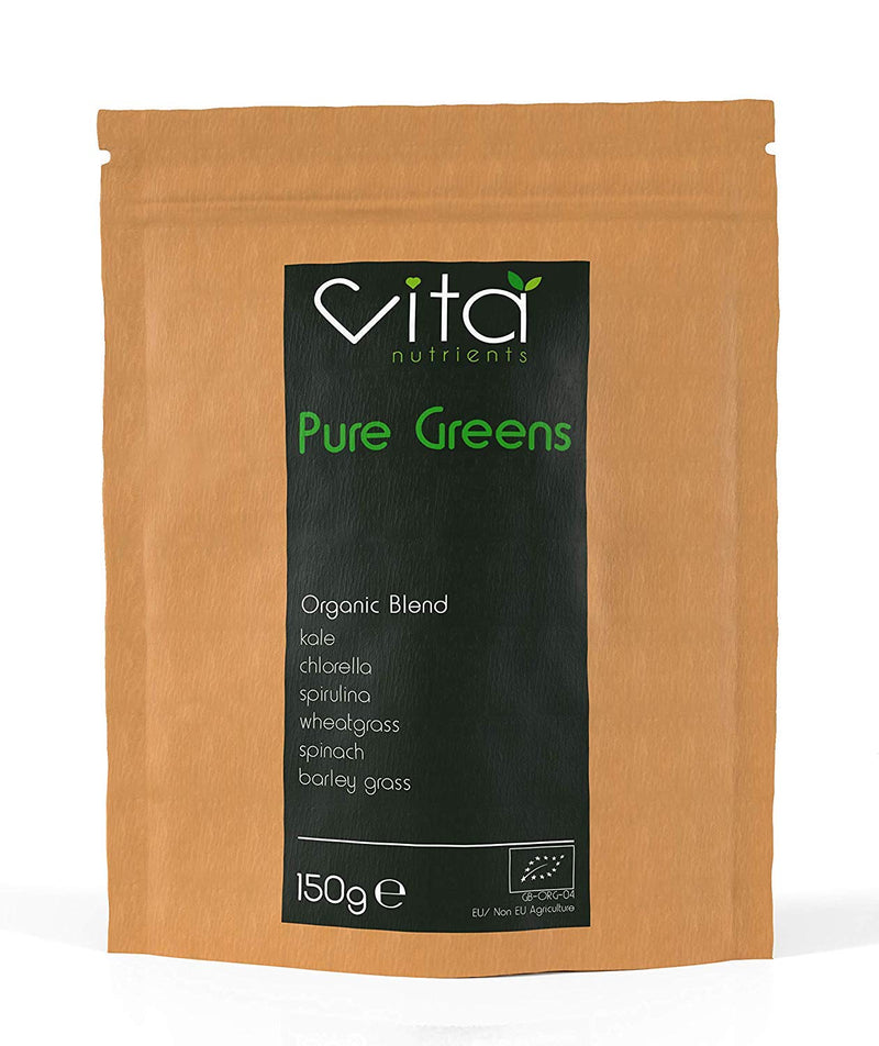 Vita Nutrients | Pure Greens | Premium Organic Superfood Powder Blend 150g | Vegan & Gluten Free | 6 Plant Based Supergreens, Rich in Vitamins, Minerals and Fibre | Made in The UK - NewNest Australia