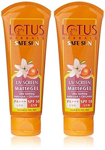 2 X Lotus Herbals Safe Sun UV Screen Matte Gel Spf 50, 50G - NewNest Australia