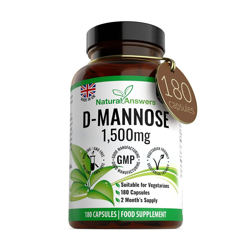 D-Mannose 180 Capsules - Max Strength 1500mg per Serving - Precision DMannose - Vegetarian Capsules not Tablets or Pills, Made in The UK (180 Count (Pack of 1)) 180 Count (Pack of 1) - NewNest Australia