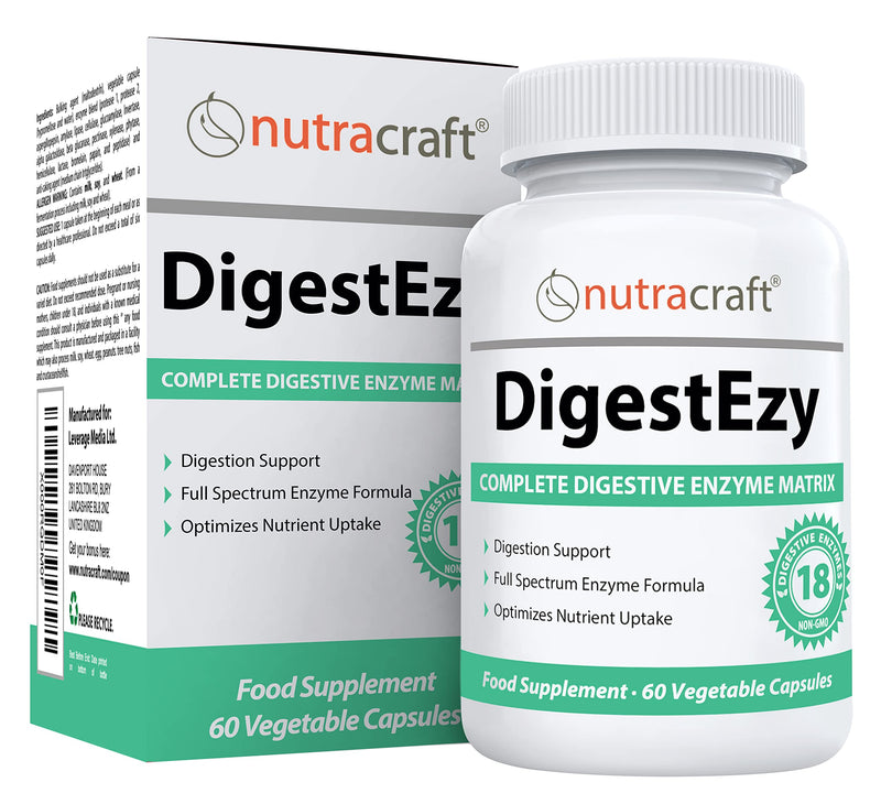 DigestEzy #1 Digestive Enzyme Supplement | Money Back Guarantee | Best Multi-Enzyme Formula to Optimize Digestion | Increase Energy & Support Digestive Health | 60 Capsules - NewNest Australia