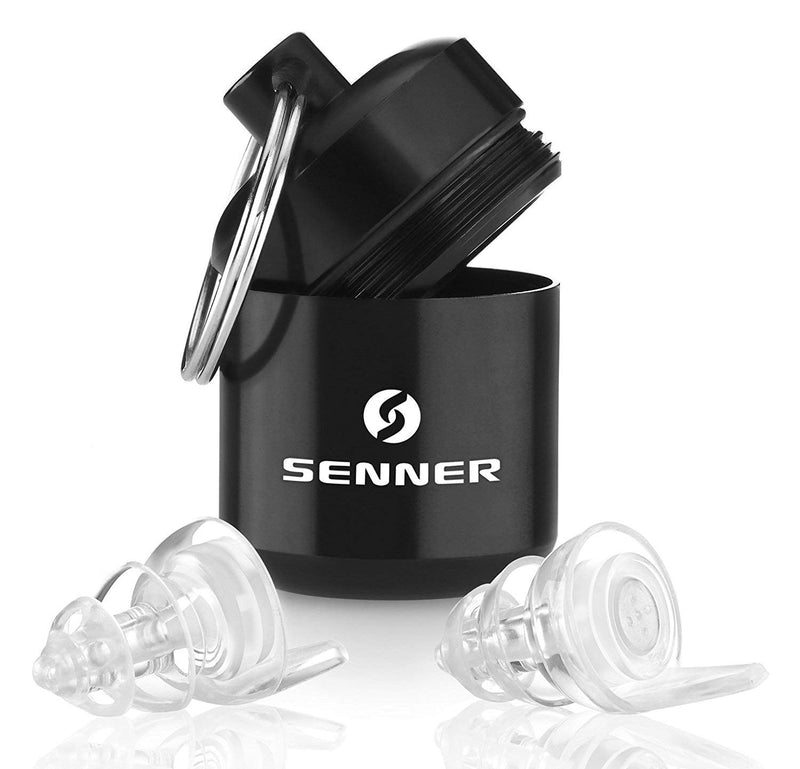 Senner PartyPro Reusable Noise Cancelling Earplugs with Aluminium Container. Ideal Ear Plugs for Parties, Musicians, Concerts, Festivals, Disco - Light to Wear and Quiet - Transparent - NewNest Australia