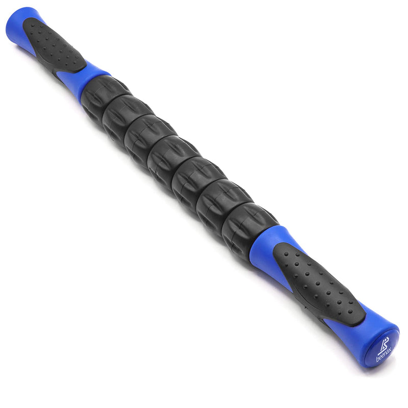 Beenax Muscle Therapy Massage Stick, 360° Tension Reduction - Ridged Gears for Trigger Points, Deep Tissue, Myofascial Release, Leg, Quads & Calf Tightness - Relieve Soreness, Cramps and Pain Blue - NewNest Australia