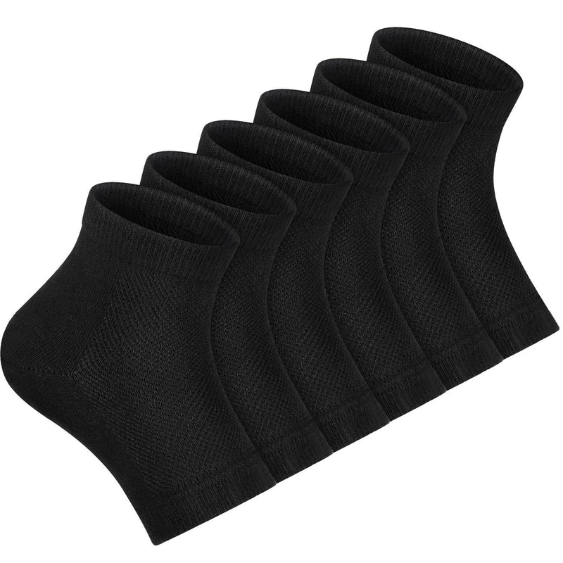 Bememo 3 Pairs Soft Ventilate Gel Heel Socks Open Toe Socks for Dry Hard Cracked Skin Moisturizing Day Night Care Skin (Black, Regular Size) Black - NewNest Australia