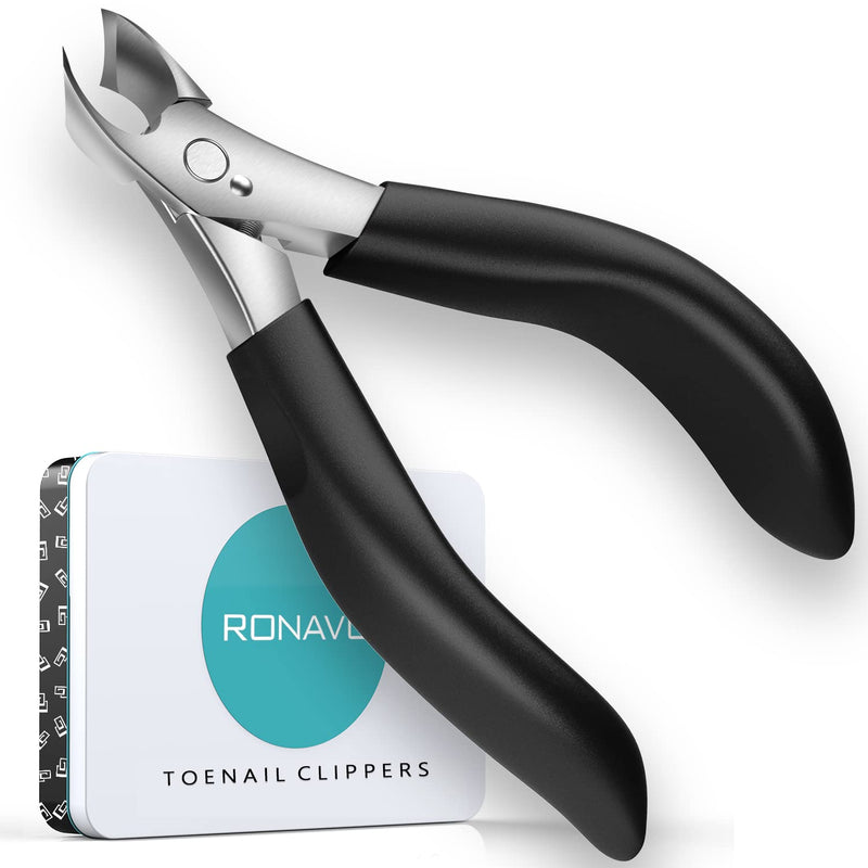 Toenail Clippers for Thick Nails - Heavy Duty Professional Thick & Ingrown Toe Nail Clipper for Men & Elderly, Large Toenail Scissors for Seniors/Mens/Women,Long Handle Safety Strong RONAVO(Black) Think toenails(Black) - NewNest Australia
