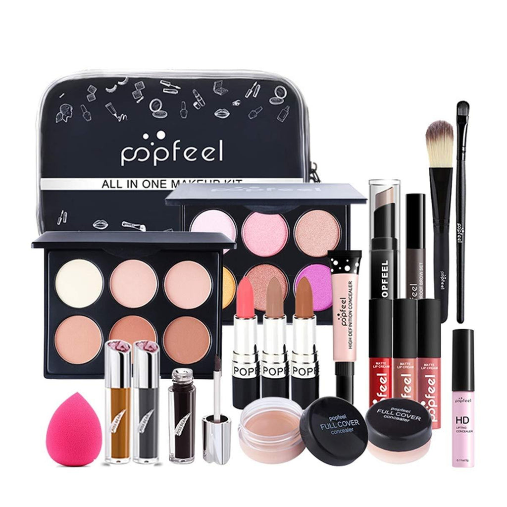 FantasyDay 9Pcs Pro Makeup Gift Set Makeup Bundle Essential Starter Makeup Kit Includes Bronzing Powder, Loose Powder, Powder, Blush Stick, Concealer Stick, Contour Stick, Powder Puff, Brush and Bag - NewNest Australia