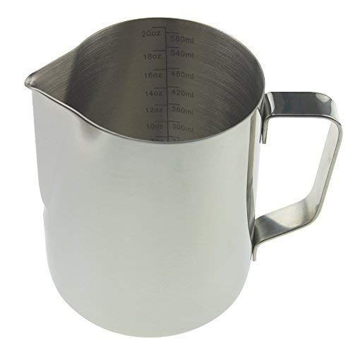 600ml Barista Milk Jug for Coffee Machine, Milk Frothing Jug Pitcher Metal Steamer Ideal Stainless Steel Milk Steaming Jug for Frothing Milk Coffee Machine Accessories - NewNest Australia