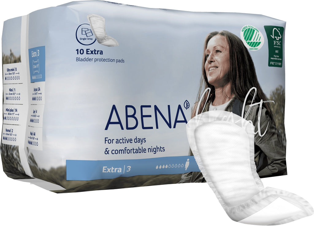 Abena Light Incontinence Pads, Eco-Friendly Women's Incontinence Pads For Adults, Breathable & Comfortable With Fast Absorption & Protection, Incontinence Pads For Women - Light Extra 3, 500ml, 10PK - NewNest Australia