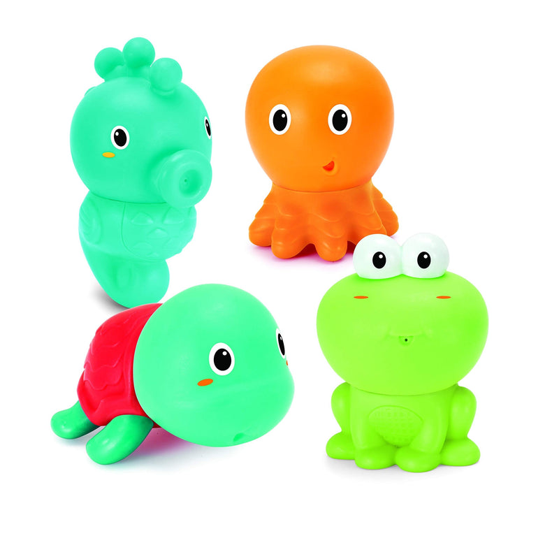 INFANTINO Senso' Plug and Squirt Baby Bath Toys, 4 X cute easy to clean, colourful sea animals, for 6 months and over 4 Piece Senso' Plug & Squirt Bath Pals - NewNest Australia