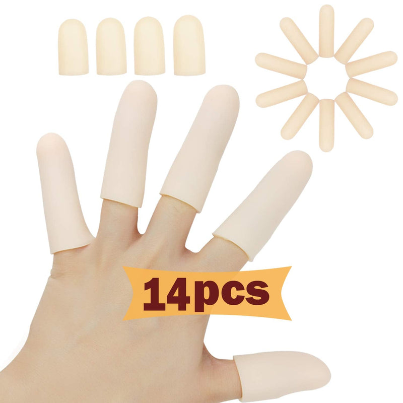Gel Finger Cots, Finger Protector Support(14 PCS), New Material, Finger Bandages, Finger Sleeves Great for Trigger Finger, Hand Eczema, Finger Cracking, Finger Arthritis and More.(Nude) Nude 4pcs Short+10pcs Long - NewNest Australia