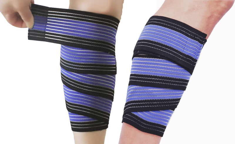 Elastic Wrap-around Calf Splint Support Tape Bandage Outdoor Sports Breathable Compression Leg Sleeves Shin Band Ankle Knee Brace Strap Protector Guard, 1 Pair 2 Pcs - NewNest Australia