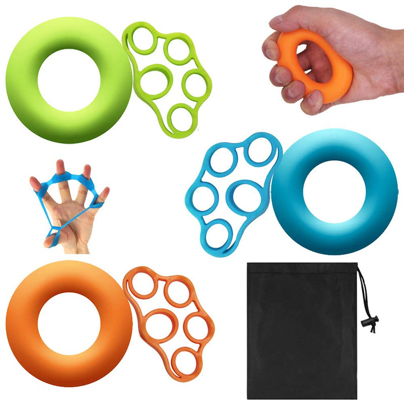 DaKuan Hand Grip Strengtheners Pack of 6, 3 Levels Hand Grip Rings & Finger Resistance Bands with Carry Bag for Forearm Exercise/Guitar Finger Strengtheners/Rock Climbing Grips/Golf & Tennis Grip - NewNest Australia